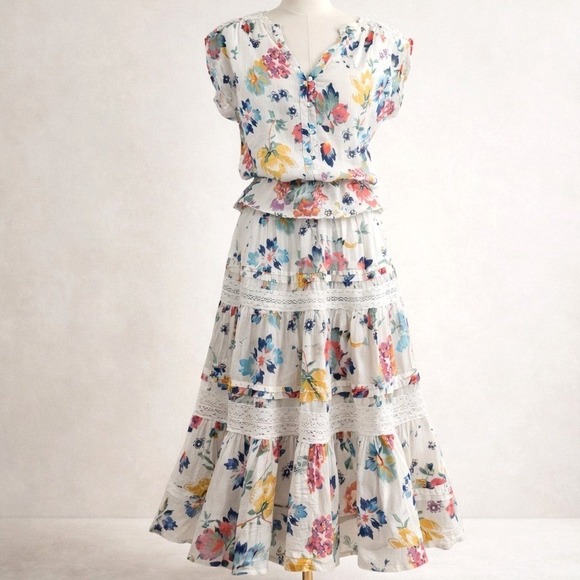 Vintage Monsoon Floral Peplum Top Cottagecore Prairie Romantic Boho Size 6 - Picture 4 of 9